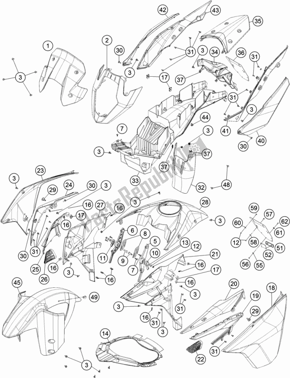 Tutte le parti per il Maschera, Parafanghi del KTM 1090 Adventure R EU 2017