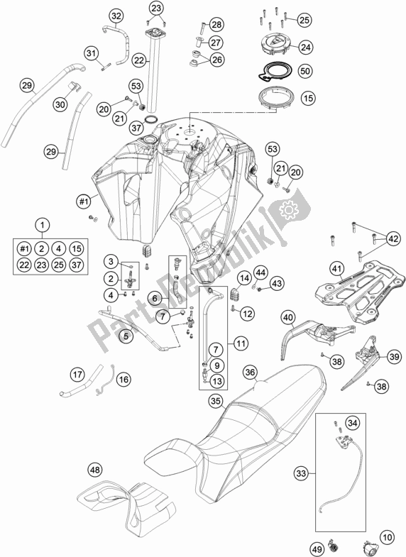 All parts for the Tank, Seat, Cover of the KTM 1090 Adventure R EU 2017