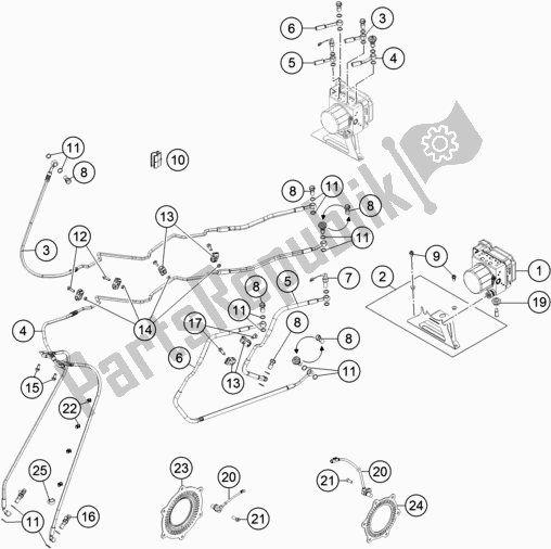 Tutte le parti per il Sistema Antibloccaggio Abs del KTM 1090 Adventure R EU 2018