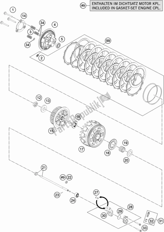 All parts for the Clutch of the KTM 1090 Adventure R EU 2018