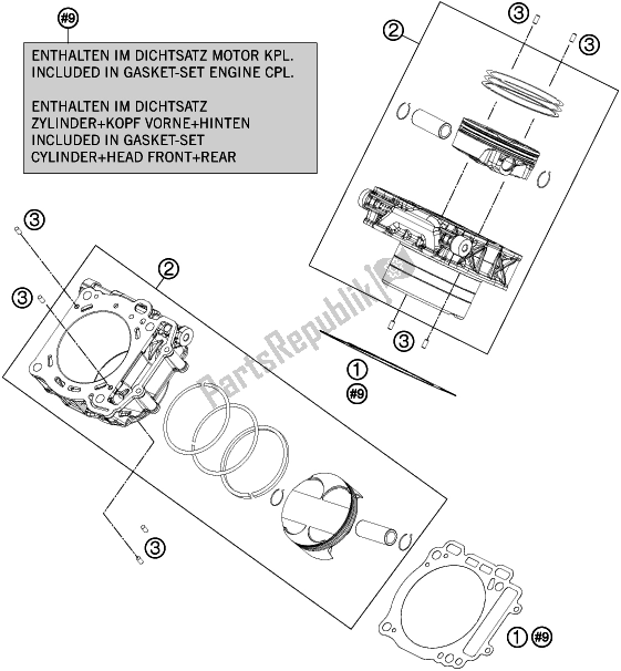 All parts for the Cylinder of the KTM 1090 Adventure R EU 2018