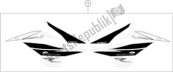 All parts for the Decal of the KTM 1090 Adventure R EU 2018