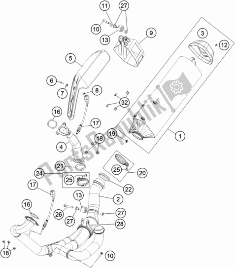 All parts for the Exhaust System of the KTM 1090 Adventure R EU 2018