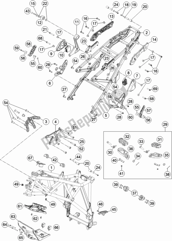 All parts for the Frame of the KTM 1090 Adventure R EU 2018