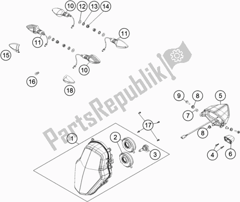 All parts for the Lighting System of the KTM 1090 Adventure R EU 2018