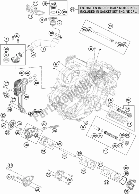 All parts for the Lubricating System of the KTM 1090 Adventure R EU 2018