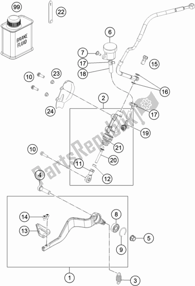 All parts for the Rear Brake Control of the KTM 1090 Adventure R EU 2018