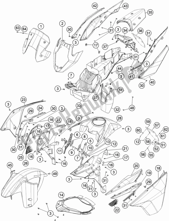 Wszystkie części do Maska, B? Otniki KTM 1090 Adventure R EU 2019