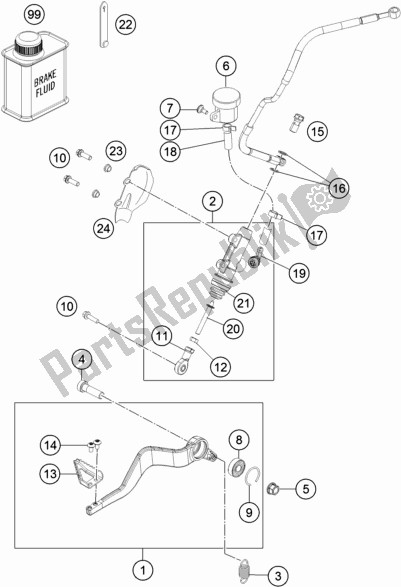 All parts for the Rear Brake Control of the KTM 1090 Adventure R EU 2019