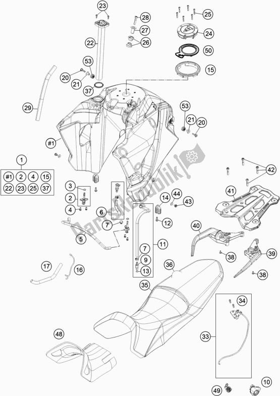 All parts for the Tank, Seat of the KTM 1090 Adventure R EU 2019