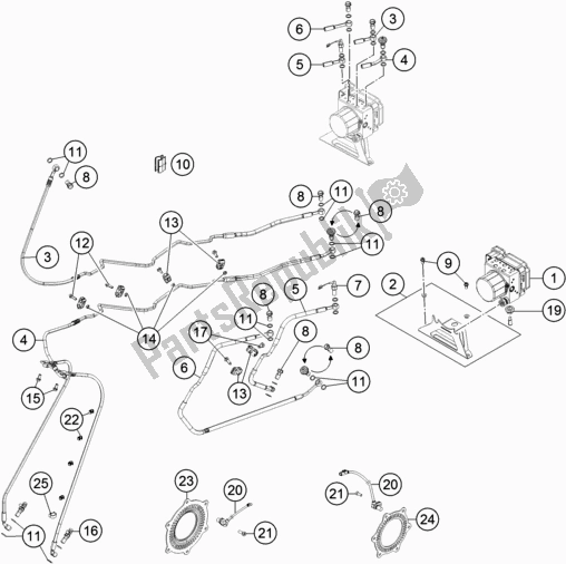 All parts for the Antiblock System Abs of the KTM 1090 Adventure R US 2018