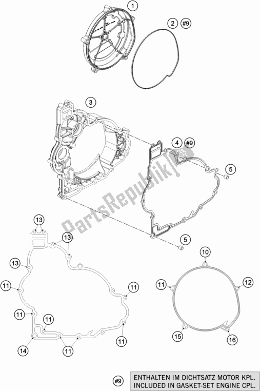 All parts for the Clutch Cover of the KTM 1090 Adventure R US 2018