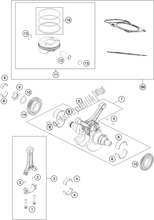 Toutes les pièces pour le Vilebrequin, Piston du KTM 1090 Adventure R US 2018