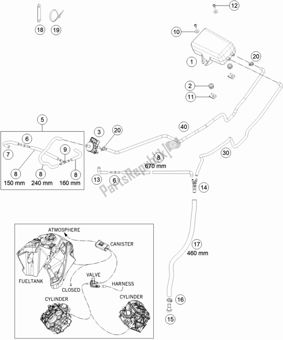Todas las partes para Recipiente Evaporativo de KTM 1090 Adventure R US 2018