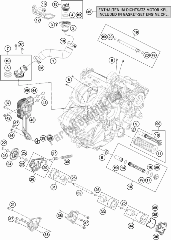 All parts for the Lubricating System of the KTM 1090 Adventure R US 2018