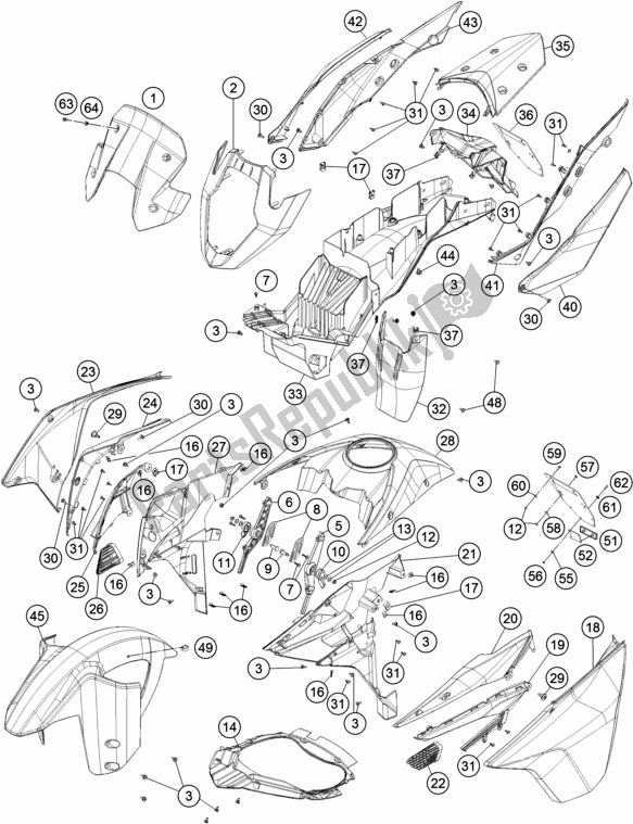Tutte le parti per il Maschera, Parafanghi del KTM 1090 Adventure R US 2018