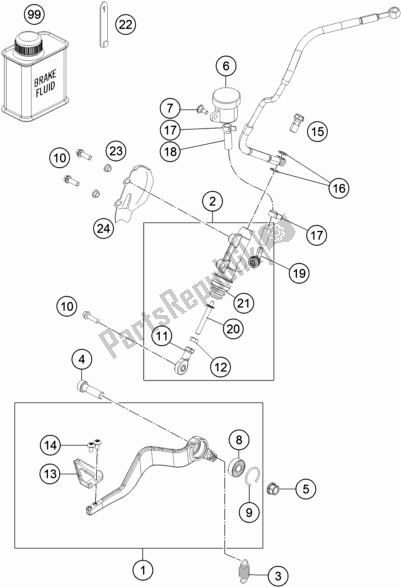 All parts for the Rear Brake Control of the KTM 1090 Adventure R US 2018