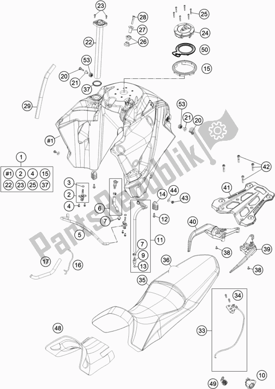 All parts for the Tank, Seat of the KTM 1090 Adventure R US 2018