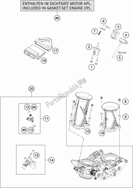 All parts for the Throttle Body of the KTM 1090 Adventure R US 2018