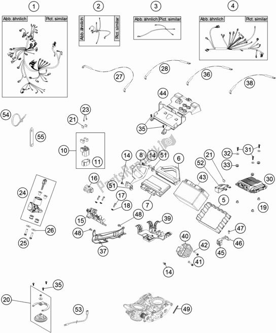 All parts for the Wiring Harness of the KTM 1090 Adventure R US 2018