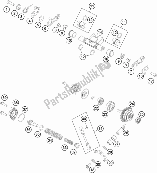 Todas as partes de Controle De Exaustão do KTM 125 SX 2020