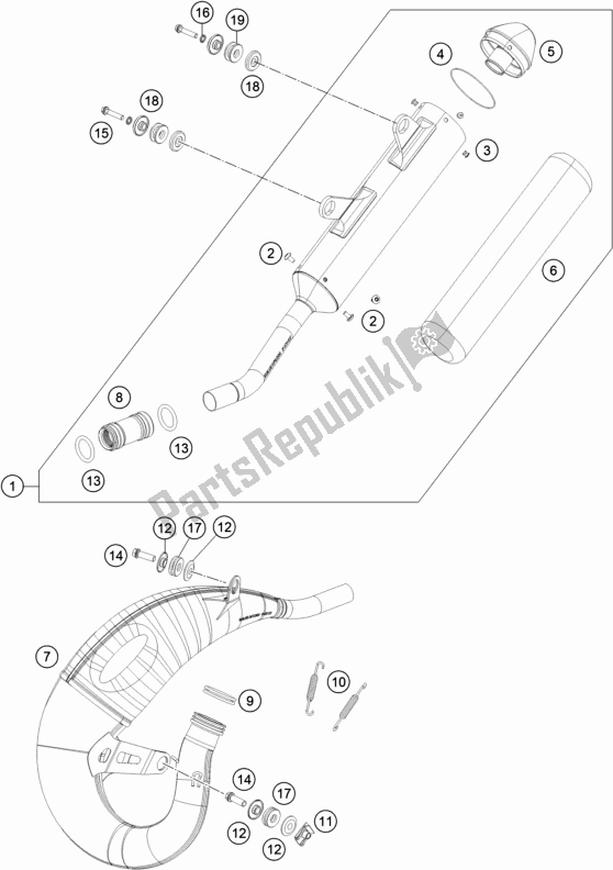 Todas las partes para Sistema De Escape de KTM 125 SX 2020