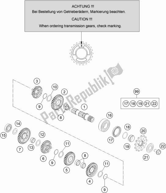 All parts for the Transmission Ii - Countershaft of the KTM 125 SX 2020