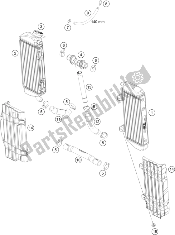 Todas as partes de Sistema De Refrigeração do KTM 125 SX EU 2017