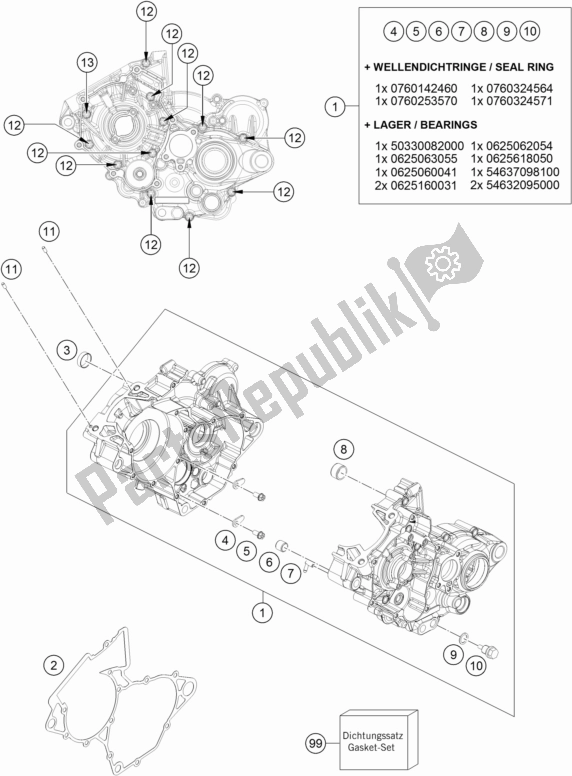 All parts for the Engine Case of the KTM 125 SX EU 2017