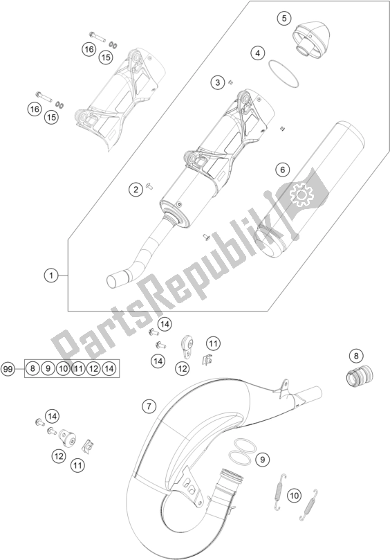 Todas las partes para Sistema De Escape de KTM 125 SX EU 2017