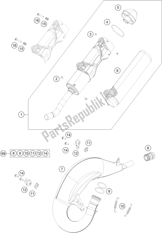 Todas las partes para Sistema De Escape de KTM 125 SX EU 2017