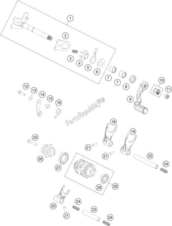 Toutes les pièces pour le Mécanisme De Changement du KTM 125 SX EU 2017