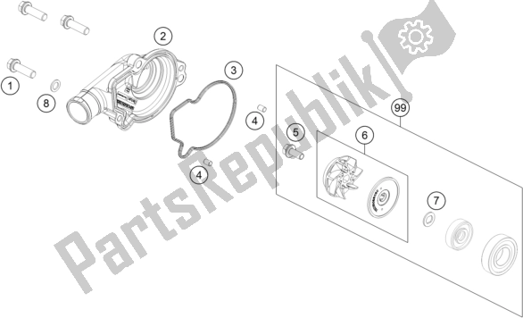 Todas as partes de Bomba D'água do KTM 125 SX EU 2017