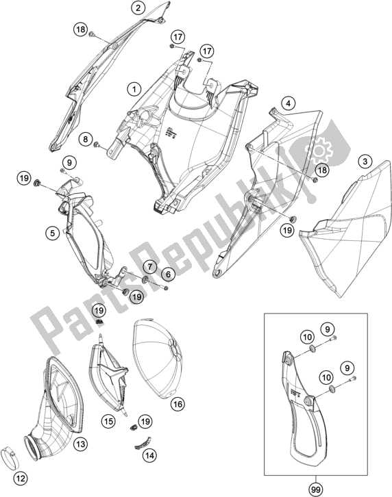 All parts for the Air Filter of the KTM 125 SX EU 2018