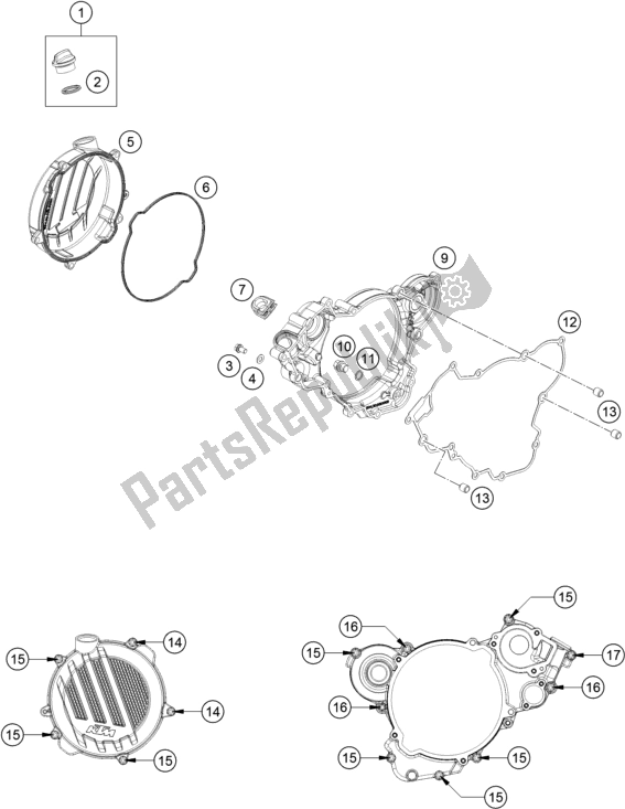 All parts for the Clutch Cover of the KTM 125 SX EU 2018