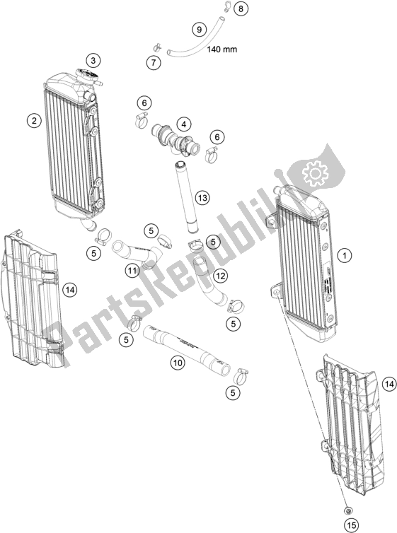 All parts for the Cooling System of the KTM 125 SX EU 2018