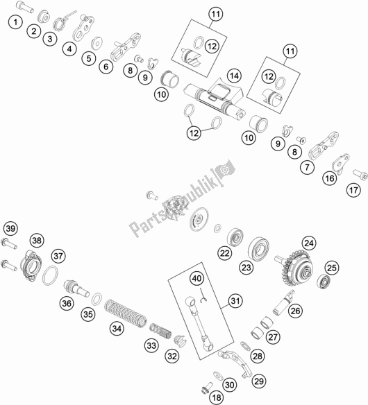 All parts for the Exhaust Control of the KTM 125 SX EU 2018