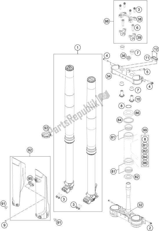 Toutes les pièces pour le Fourche Avant, Triple Serrage du KTM 125 SX EU 2018