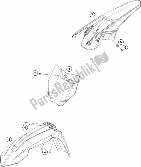 Tutte le parti per il Maschera, Parafanghi del KTM 125 SX EU 2018