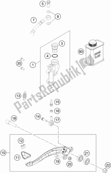 Tutte le parti per il Controllo Del Freno Posteriore del KTM 125 SX EU 2018