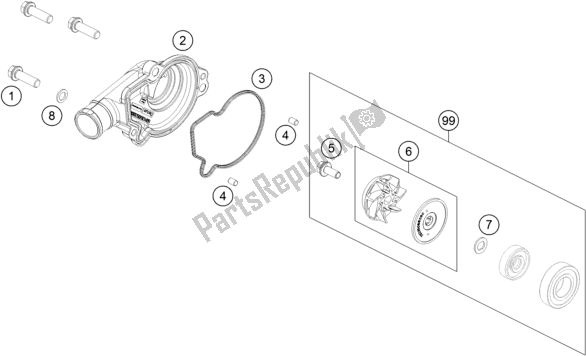 Tutte le parti per il Pompa Dell'acqua del KTM 125 SX EU 2018