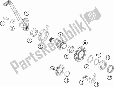 All parts for the Kick Starter of the KTM 125 SX EU 2019