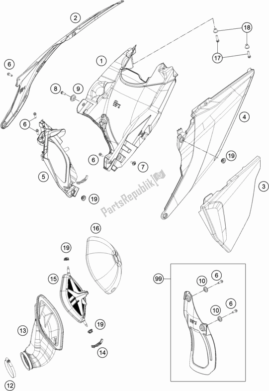 Todas as partes de Filtro De Ar do KTM 125 SX EU 2020