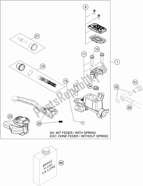 Todas las partes para Front Brake Control de KTM 125 SX EU 2021