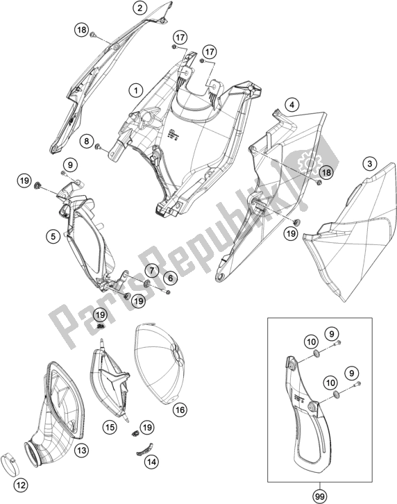 Alle onderdelen voor de Luchtfilter van de KTM 125 SX US 2018