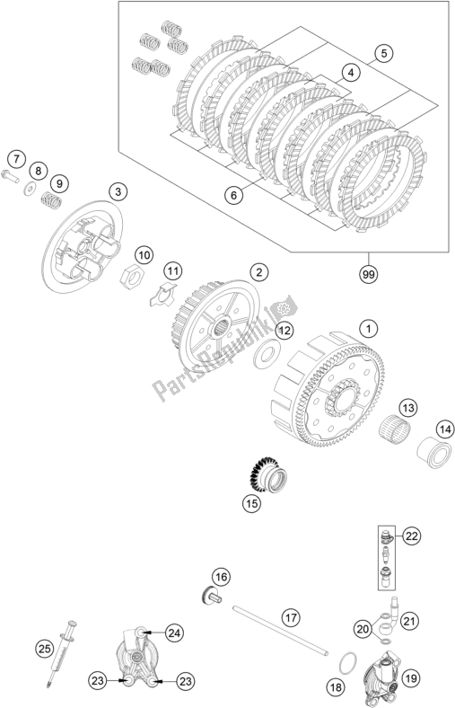 Tutte le parti per il Frizione del KTM 125 SX US 2018
