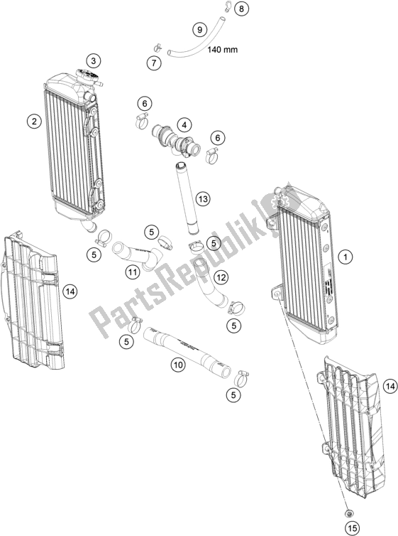 All parts for the Cooling System of the KTM 125 SX US 2018
