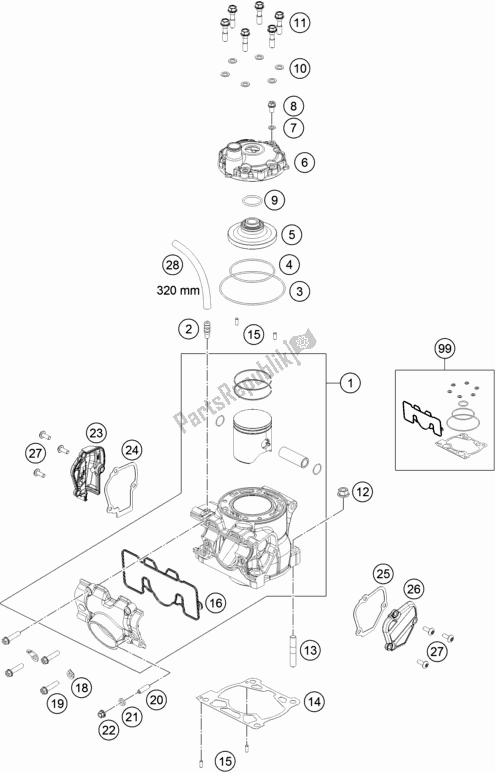 All parts for the Cylinder, Cylinder Head of the KTM 125 SX US 2018