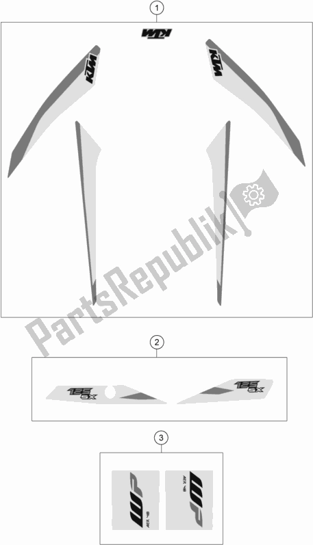 All parts for the Decal of the KTM 125 SX US 2018