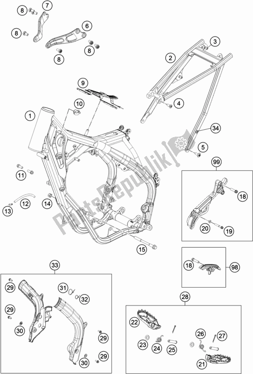 Alle onderdelen voor de Kader van de KTM 125 SX US 2018